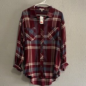 Maurices Plaid Shirt in Burgundy and Blue